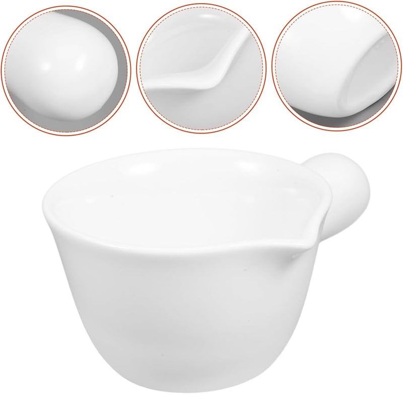 White Ceramic Sauce Bowl with Handle Dipping Dish for Condiments Easy to Clean - Image 1